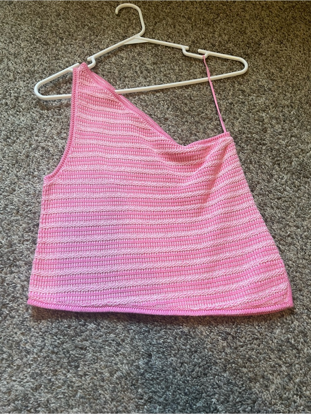 Pink One-Shoulder 100% Cotton Tank Top